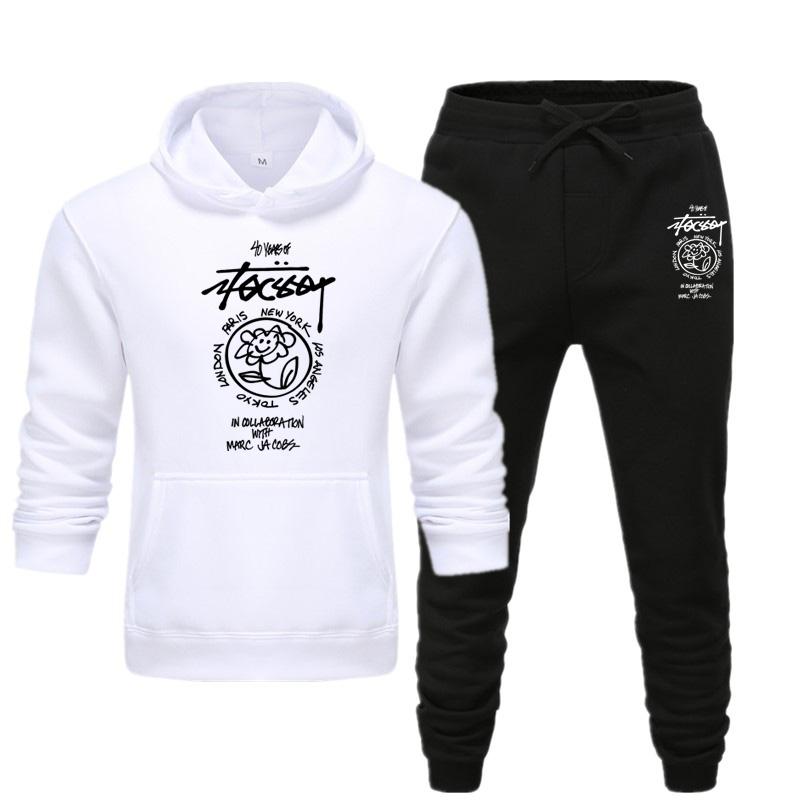 Men's and Women's New Autumn and Winter Plus-size City Place Name Alphabet Printing Hooded Sportswear Casual Sportswear Set