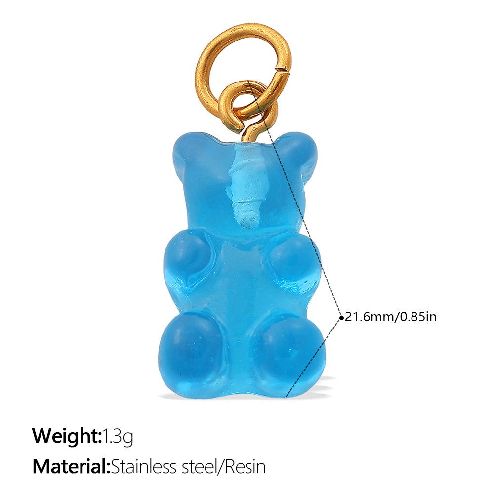 Colorful Creative Resin Diy Bear Pendant Does Not Fade, Personalized Versatile Dopamine Pendant Accessories