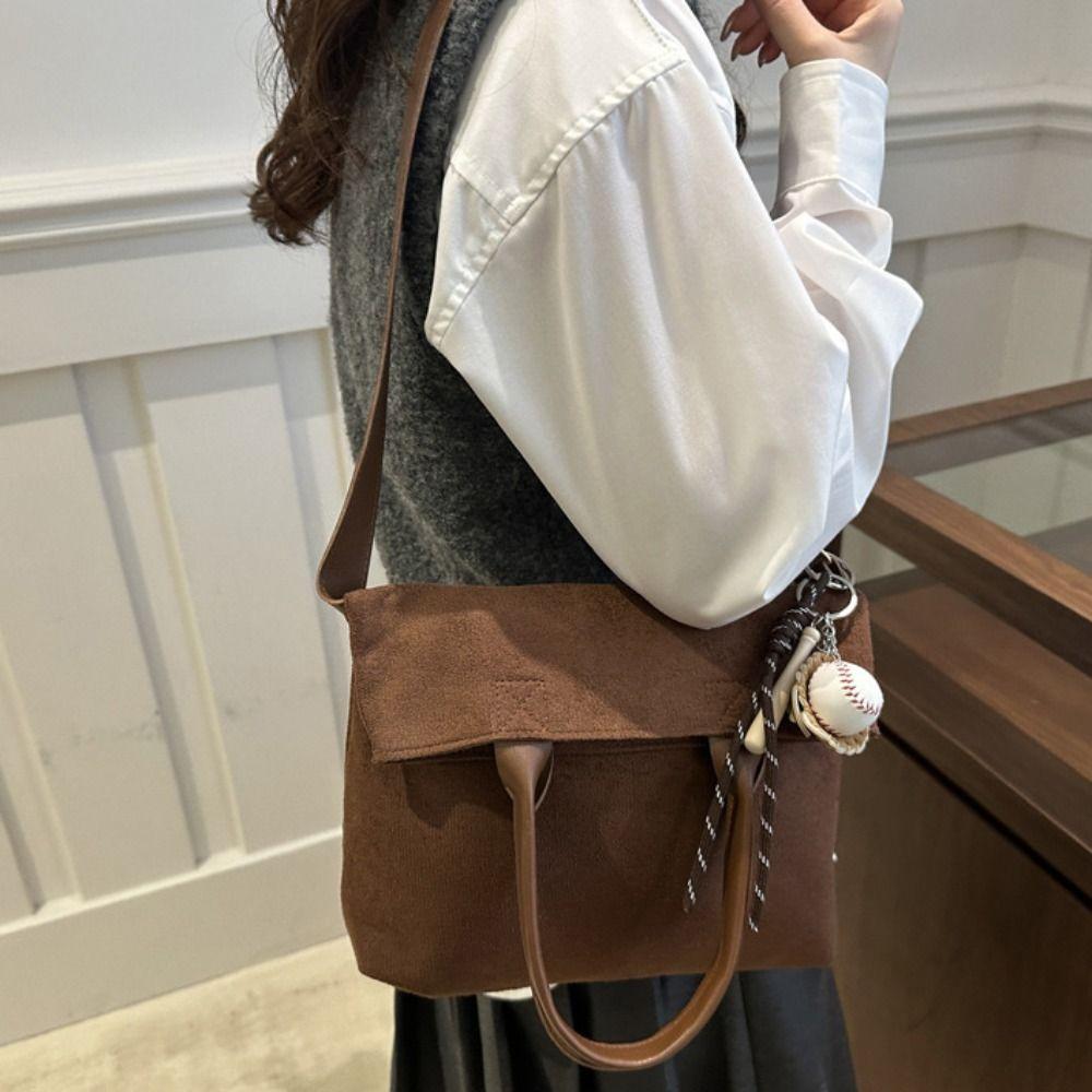 Brown Vintage PU Crossbody Bag Handbag Female Tote Bag Creative Suede Velvet Shoulder Bag Outdoor