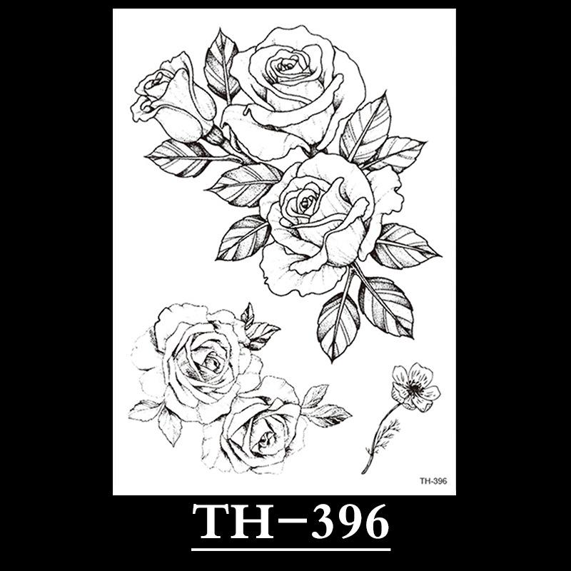 Flower Arm Tattoo Sticker, Half Arm Waterproof Tattoo Sticker, Sketch Line Tattoo Sticker Tattoo
