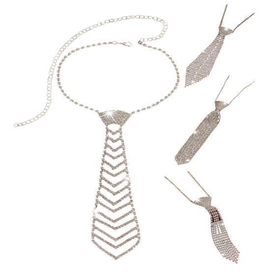 Rhinestone Necktie Adjustable Men Women Wedding Halloween Costumes Cosplay Prom Party Sparkling Rhinestone Tie Fashion Accessories