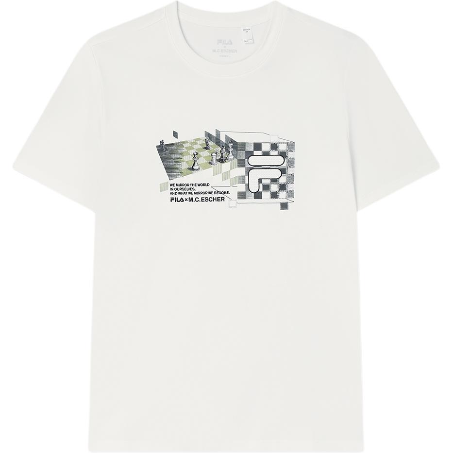 

Fila X M.C.. ESCHER Серия Heritage Модная повседневная футболка с коротким рукавом Мужские топы Облако-Гриб-Белый F11M538104F-WT XXL