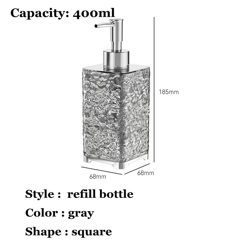 300/400ML Hotel Bathroom Amenities Soap Dispenser Bathroom Kitchen Clear PET Empty Refill Detergent Shampoo Bottles