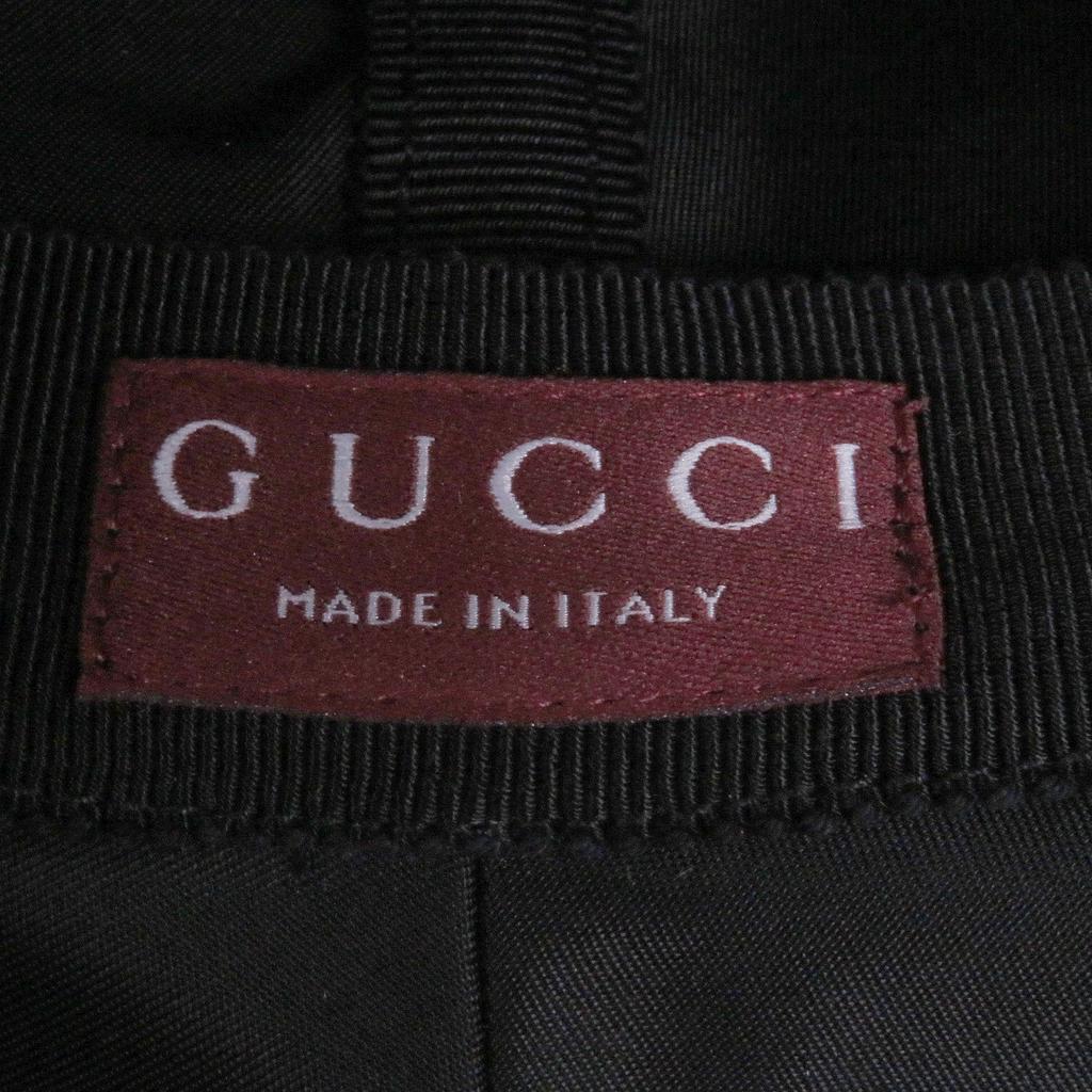 Pristine GUCCI Hat Embossed Logo Sherry Line Bucket Black Nylon Mens XL 813534 Used