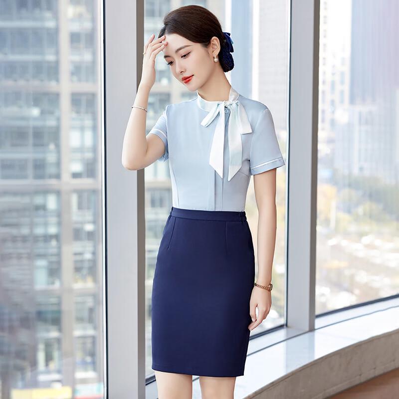 Women's Short Sleeve Bow Tie Uniform Shirt