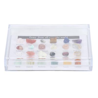 Mineral Rock Collection Kit Lustiges, attraktives Rock Science Educational Kit mit transparenter Vitrine für