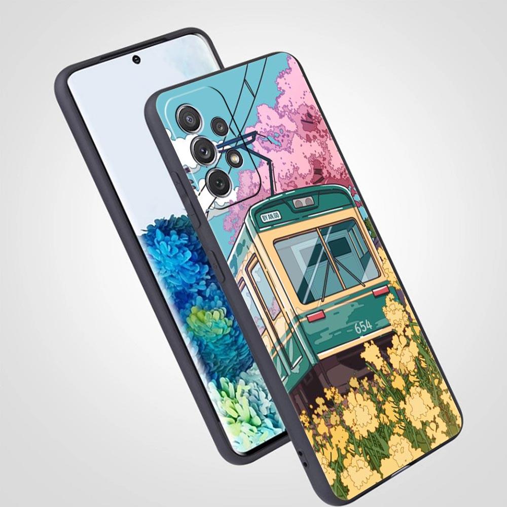 Cherry Blossoms Traint Moun Fuji Case For Samsung A13 A51 A71 A41 A31 A21S A11 A01 A03S A12 A32 A52 A22 A23 A33 A53 A73 5G Cover