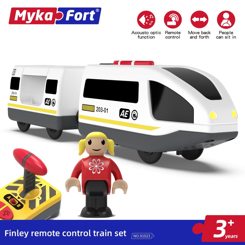 Small Train Rail Car Toy Electric Remote Control Locomotive Magnetic Wooden Track