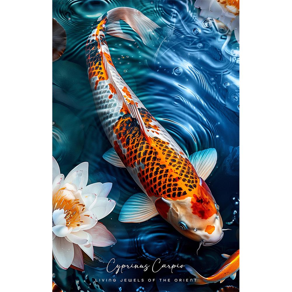 DIY Diamond Painting Retro Chinese Style Red Koi Lucky Carp Luxury Fish Calligraphy Embroidery Cross Stitch Kit Living Room Home Art Wall Decor