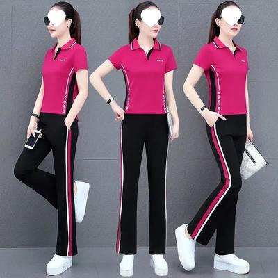 Conjunto de Verano Casual de Manga Corta con Cuello Redondo Ligero para Mujer - Corte Holgado para Adelgazar, Conjunto de Dos Piezas