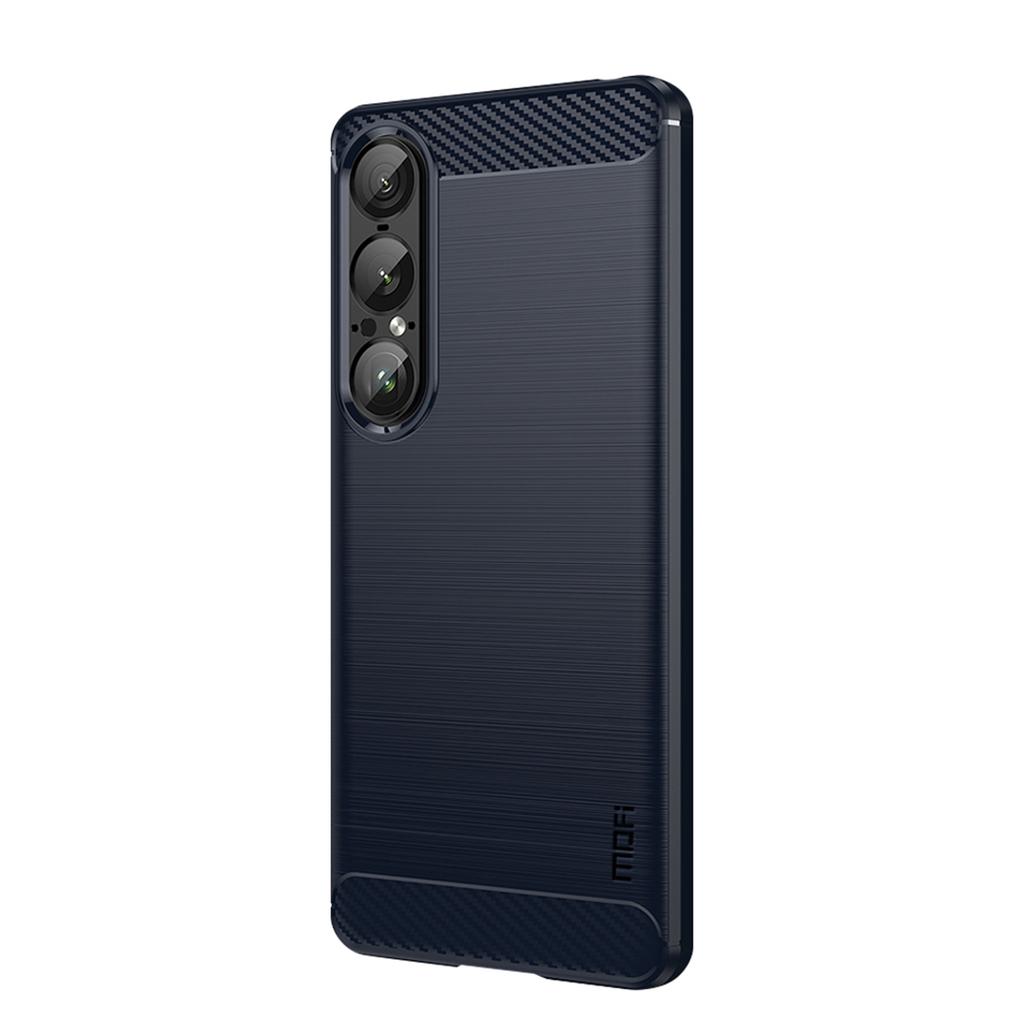 For Sony Xperia 1 VII Back Cover MOFI Brushed Texture Carbon Fiber Soft TPU Case