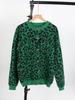 European and American new autumn and winter sweaters women's loose knitted round neck long-sleeved leopard print sweater cardigan jacket