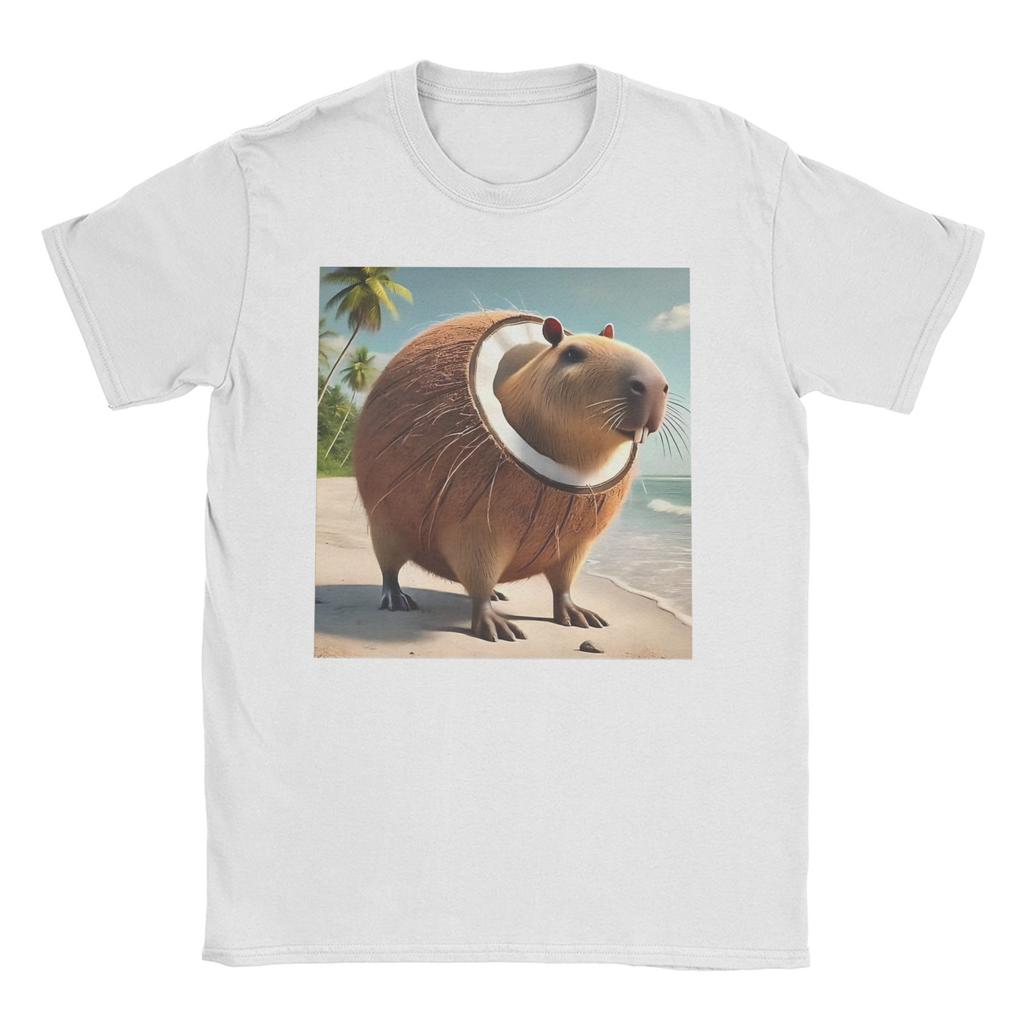 Leisure Italian Brainrot Meme T-Shirt Men Crewneck Cotton T Shirt  Capybara Capybarello Cocosini Short Sleeve Tee Shirt