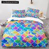 Mermaid Tail Duvet Cover King Queen Size Kids Fish Scales Bedding Set Girly Ocean Animal Princess 2/3pcs Polyester Quilt Cover
