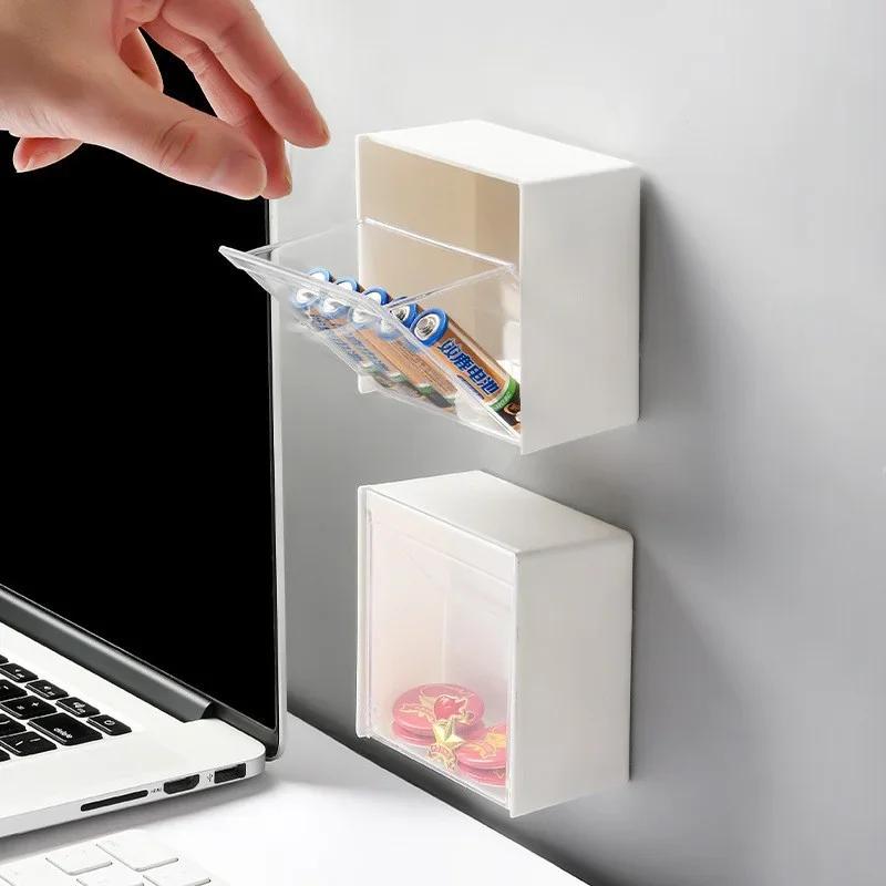 1/2pcs Wall Mounted Storage Boxes Dustproof Bathroom Organizer for Cotton Swabs Makeup Self-Adhesive Small Jewelry Holder Box