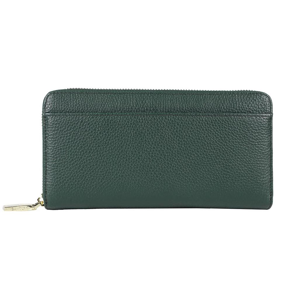 Style On Bag LIZDAYS Long Genuine Round Zipper Wallet, Anti-Skimming, Leather, Women's, (Dark Green) [Used]