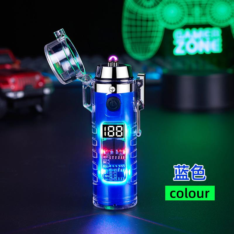 2025 New Fashionable Transparent Shell Arc Lighter Portable Type-C Charging with Flashlight Men's Luxury Cigarette Lighter Gift