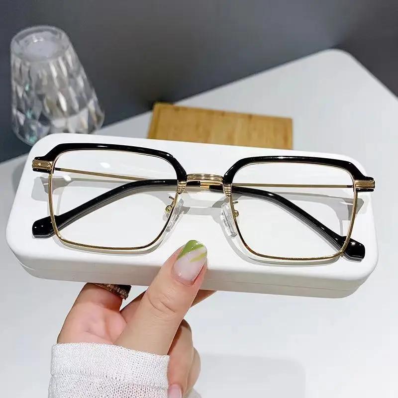 Stylish Half Frame Myopia Glasses Metal Trend Fashion Anti-blue Light Near Sight Eyewear Women Short-sighted Eyeglasses