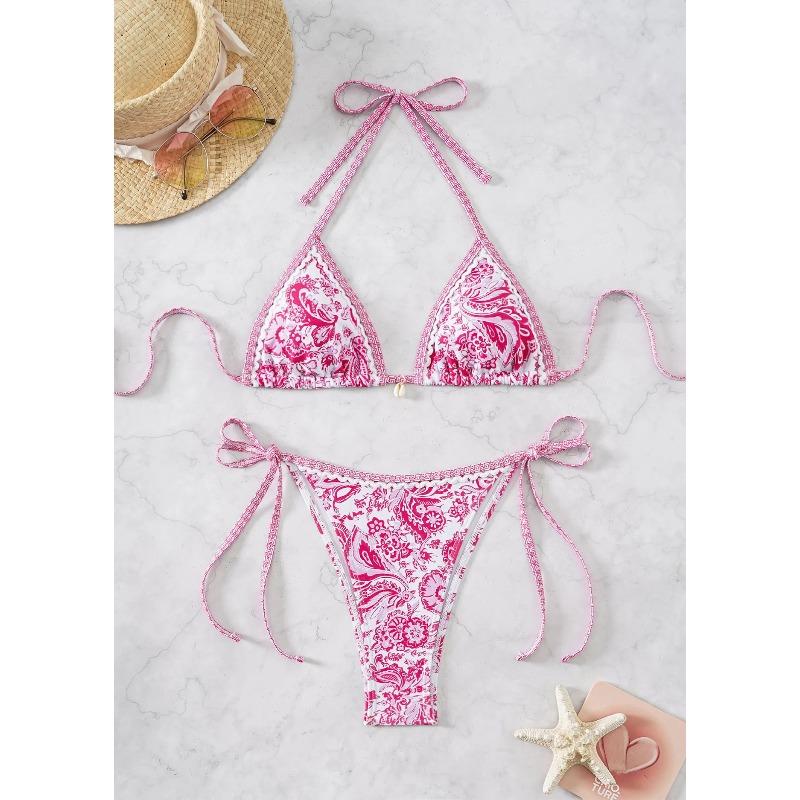 Women's Two Piece Bikini Set 2026 Sexy Triangle Push Up Swimsuit, Floral Print Bathing Suit Beach Swimwear