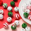 5/10Pcs Wooden Round Printed Beads Christmas Spacer Bead for DIY Bracelet Necklace Earrings  Jewelry Making Accessories 16mm