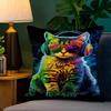 Animal Monkey Cat Dog Headphone Dj Music Pillowcase Toon Gift Cushion Cover Bedroom Home Sofa Chair Seat Decor Pillow Case