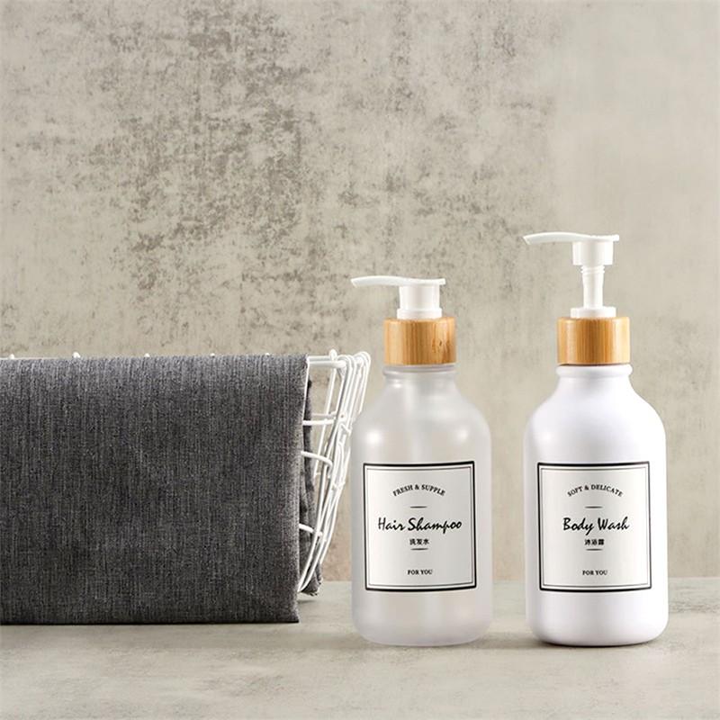 300ml Soap Pump Dispenser Bathroom Shampoo Shower Gel Wood Pump Empty Bottle Kitchen Refillable Hand Soap Lotion Container