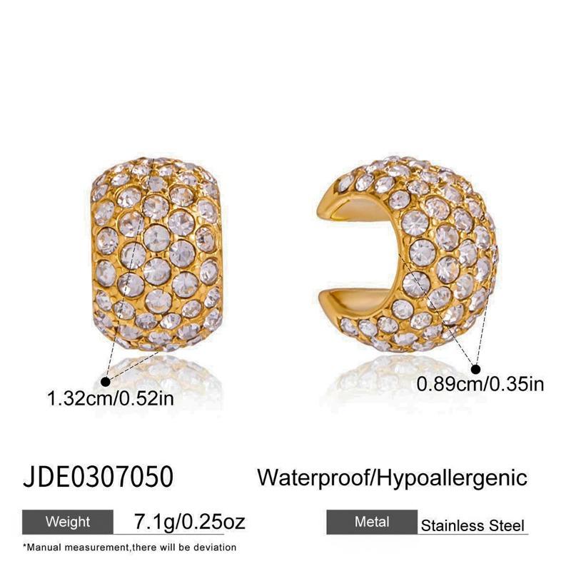 Stainless Steel Ear Clips, Women's Non-pierced Zirconia Earrings, Luxurious and High-end Style Earrings for Autumn and Winter.