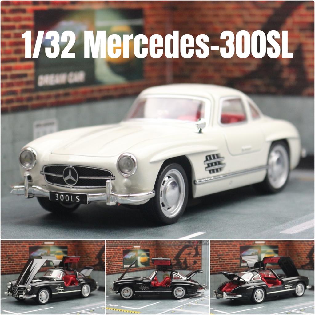 1/32 Mercedes-Benz 300SL Spielzeugauto-Modell aus Metalldruckguss, Vintage-Miniatur, Pullback-Kollektion, Geschenk für Kinder, Jungen
