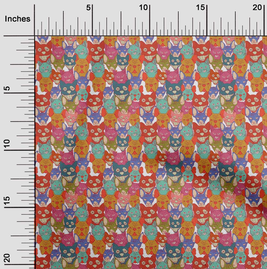 oneOone Cotton Flex Medium Blue Fabric Cat Diy Clothing Quilting Fabric Print Fabric By Yard 40 Inch