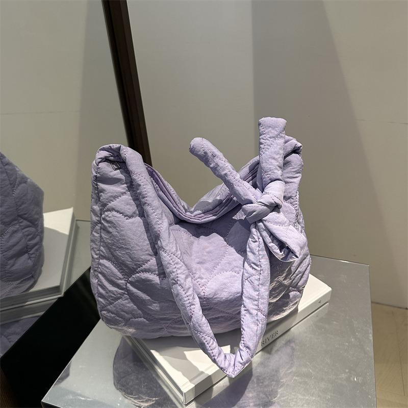 Large Capacity Rhombus Embroidery Thread Cotton Clothing Bag New Dumpling Bag Casual Shoulder Bag Messenger Bag