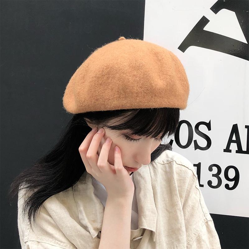 Autumn and Winter Cute Versatile Wool Leopard Print Beret Female Tide British Bud Painter Hat Winter