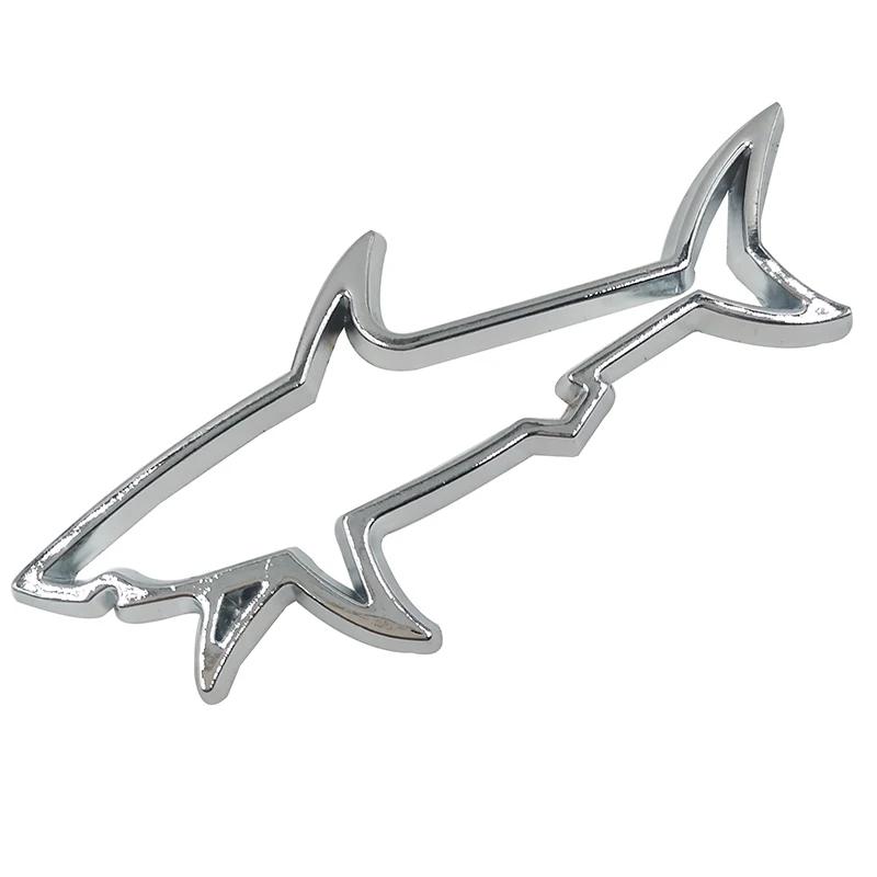2Pcs 3D Metal Car Styling Sticker Hollow Fish Shark Emblem Badge Decals Automobiles Motorcycle Computer Fuel Cap Accessories