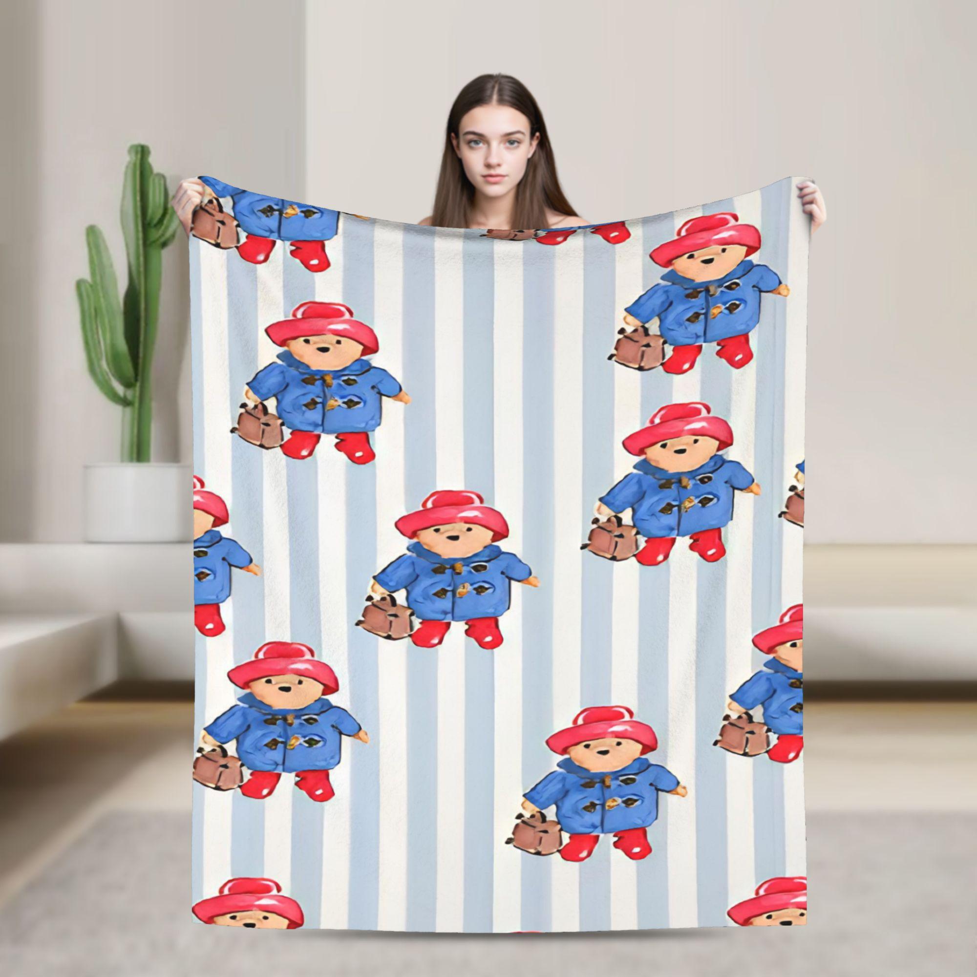 

Paddington Bear London Red Bus Phone Booth British Print Blanket Super Warm Plush Throw Blanket For Flannel Bedspread Bed Cover 75x90cm