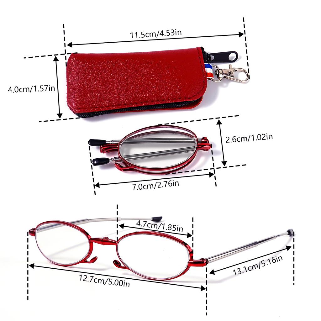 2pcs Men & Women - Foldable, +1.0 To +4.0 Strength, Oval Frame, Lightweight & Stylish Design, Perfect for Reading, Travel