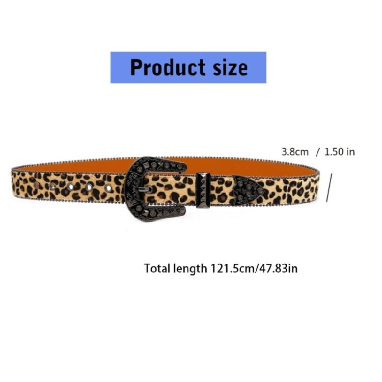 Leopard Pattern Waist Belt for Adult Fashion Belt All Matching Rhinestones Buckle Belt Girl Elegant Pants Jeans Waistband