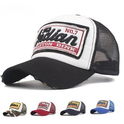 New 3D Embroidery INDIAN Mesh Baseball Cap Cotton Baseball Cap Men's Splicing Baseball Cap Korean Version