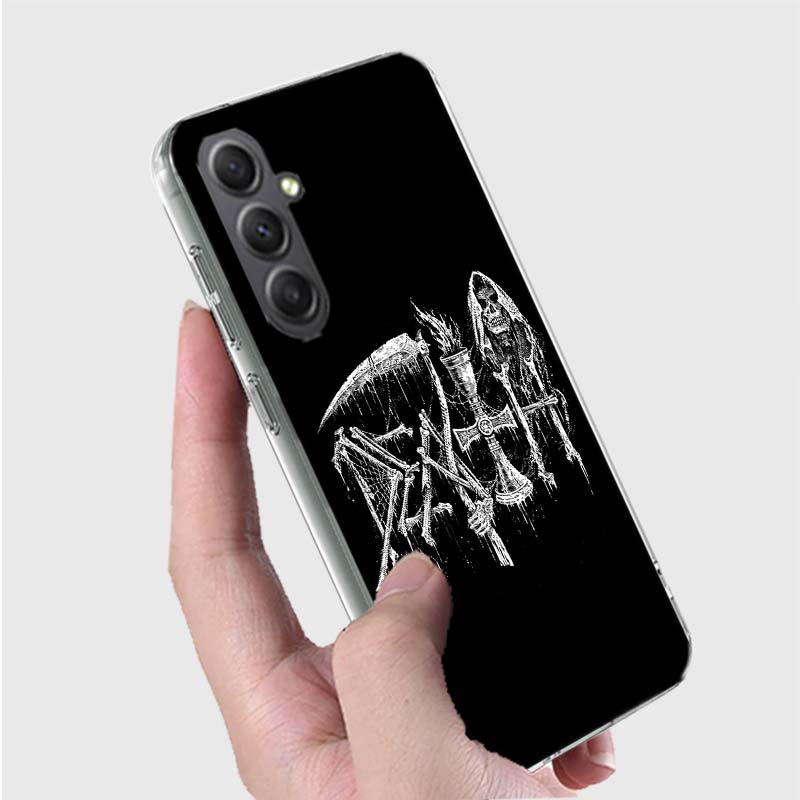 Metal Band D-Death Phone Case for Samsung A16 A26 A36 A56 A17 A37 A57 A07 A06 A02S A03 A04S A05S Galaxy Note 20 10 A50S A71 A51