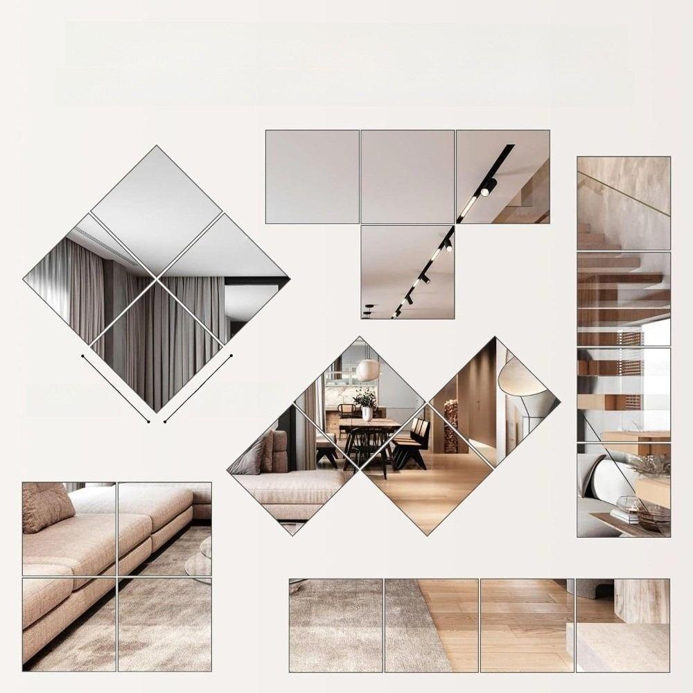 Shatterproof Mirror Sheet Silver Makeup Mirror New Non Glass Mirror Stickers Background Decor