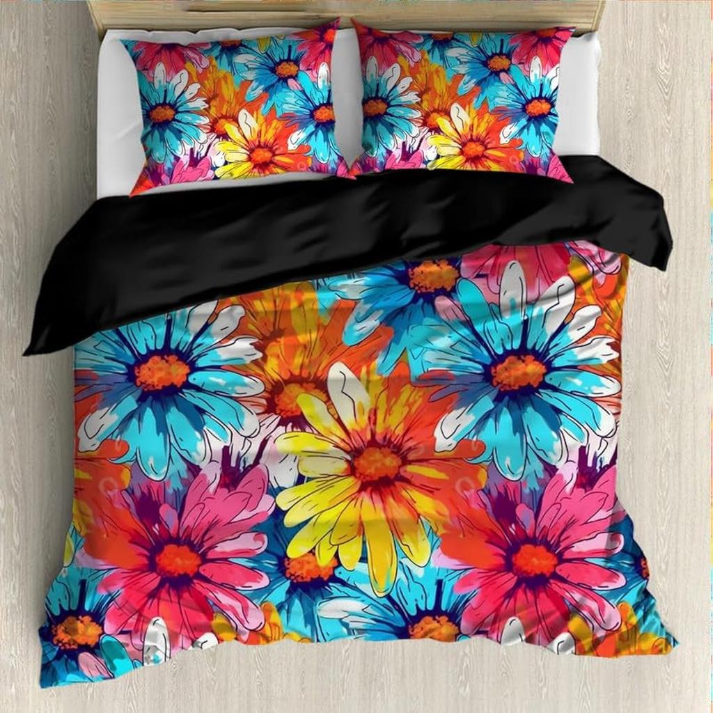 Blue Flowers Duvet Covers For Kids Teens Adults Queen King Lightweight Quilt Cover With 2 Pillowcases Nature Themed Bedding Sets
