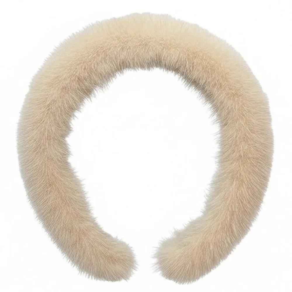 Royal Luxury 4-Color Full-Skin Mink Fur Hair Band Beige