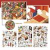 Kawaii Stay-at-Home Diary 3D Family Gathering Landscape Sticker  DIY Pocket Cabin Scene Festival Gift