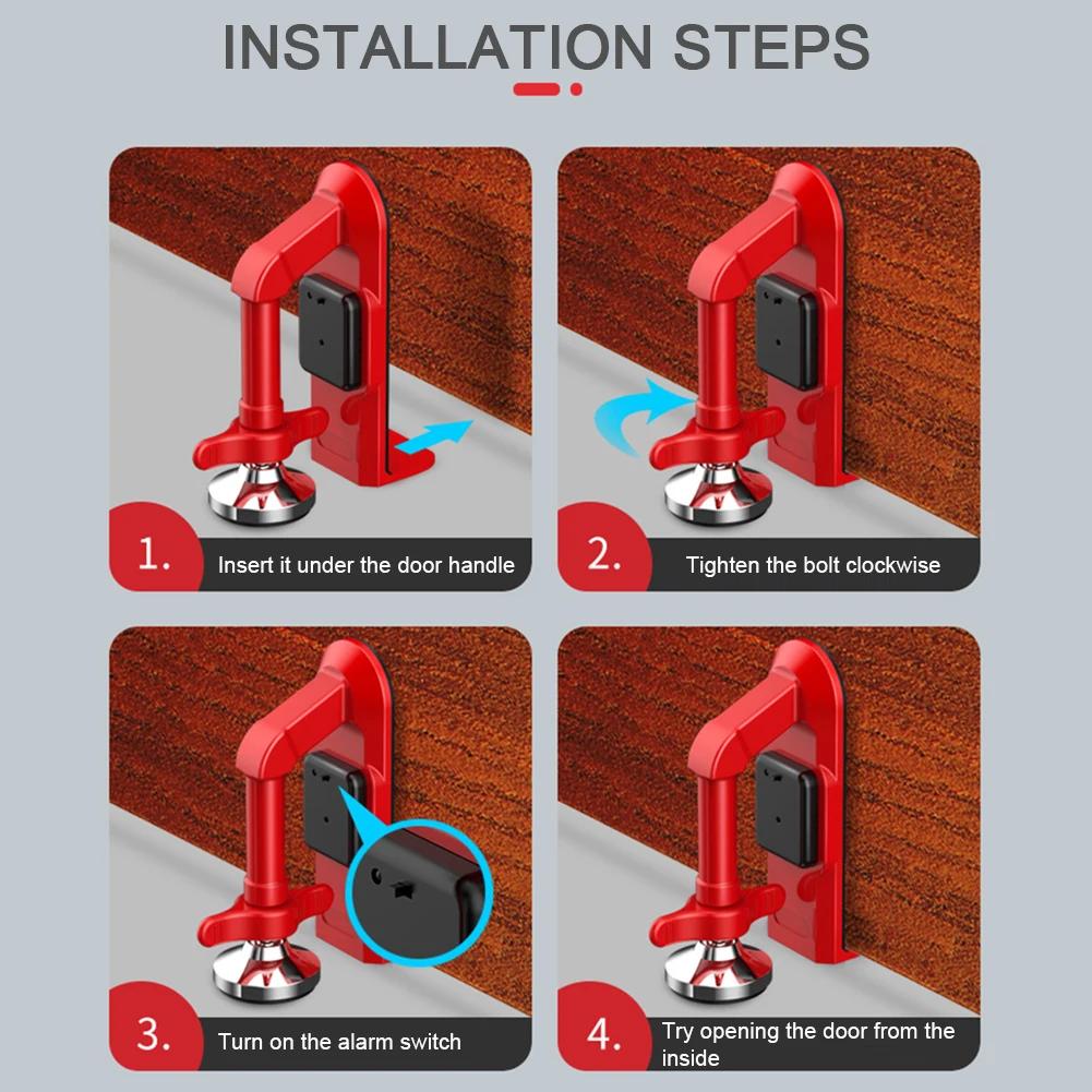 Portable Alarm Door Stopper Suction Cup Door Lock Brace Not Alarm /Alarm Type Self-Defense Security Device For Anti Theft
