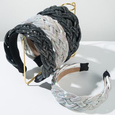 Luxuriöse Stirnbänder Diamantbesetzt Frittierte Teigzöpfe Geflochtenes Haarband Haarschmuck Damen Breitrand Haarband Reifen Kopfschmuck