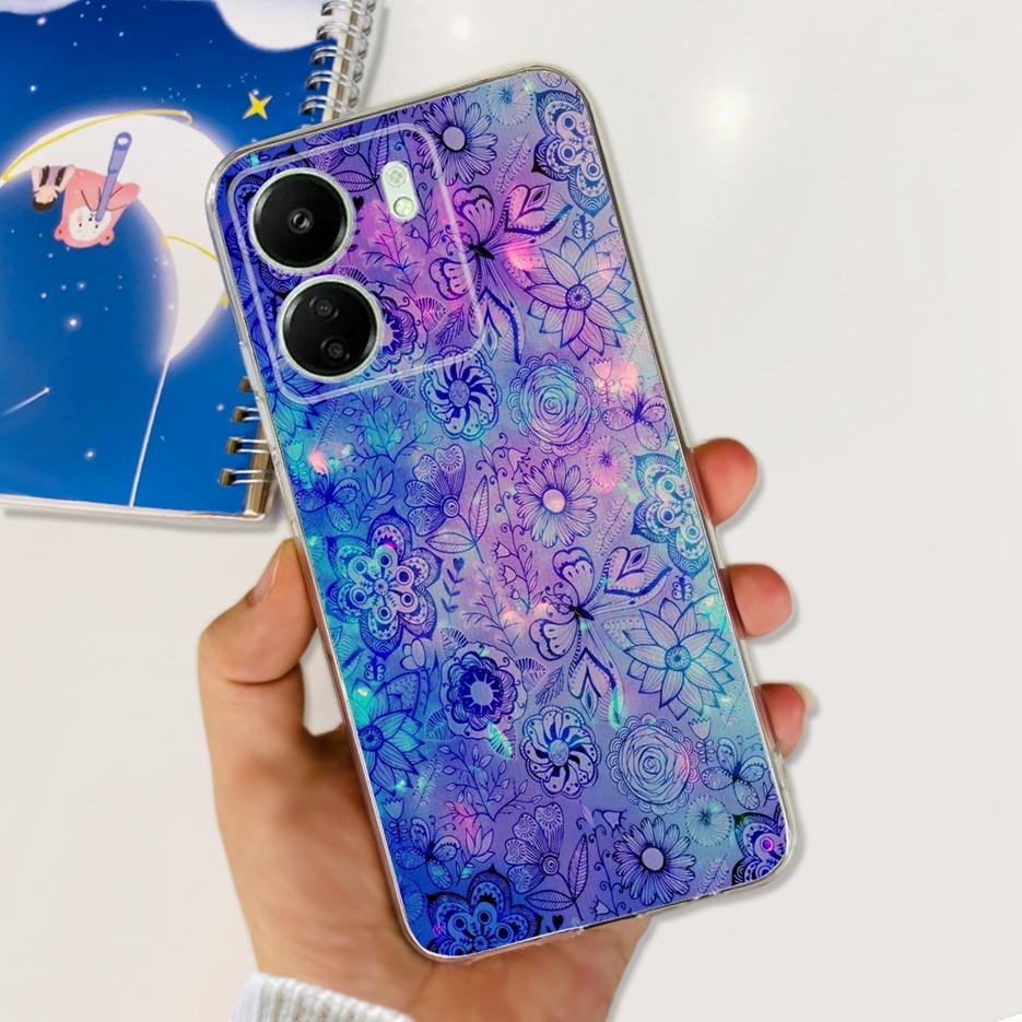 For Xiaomi Poco C65 Case Cute Cat Butterfly Cover Soft TPU Phone Case For Xiaomi Redmi 13C Redmi13C PocoC65 Fundas 6.74'' Bumper