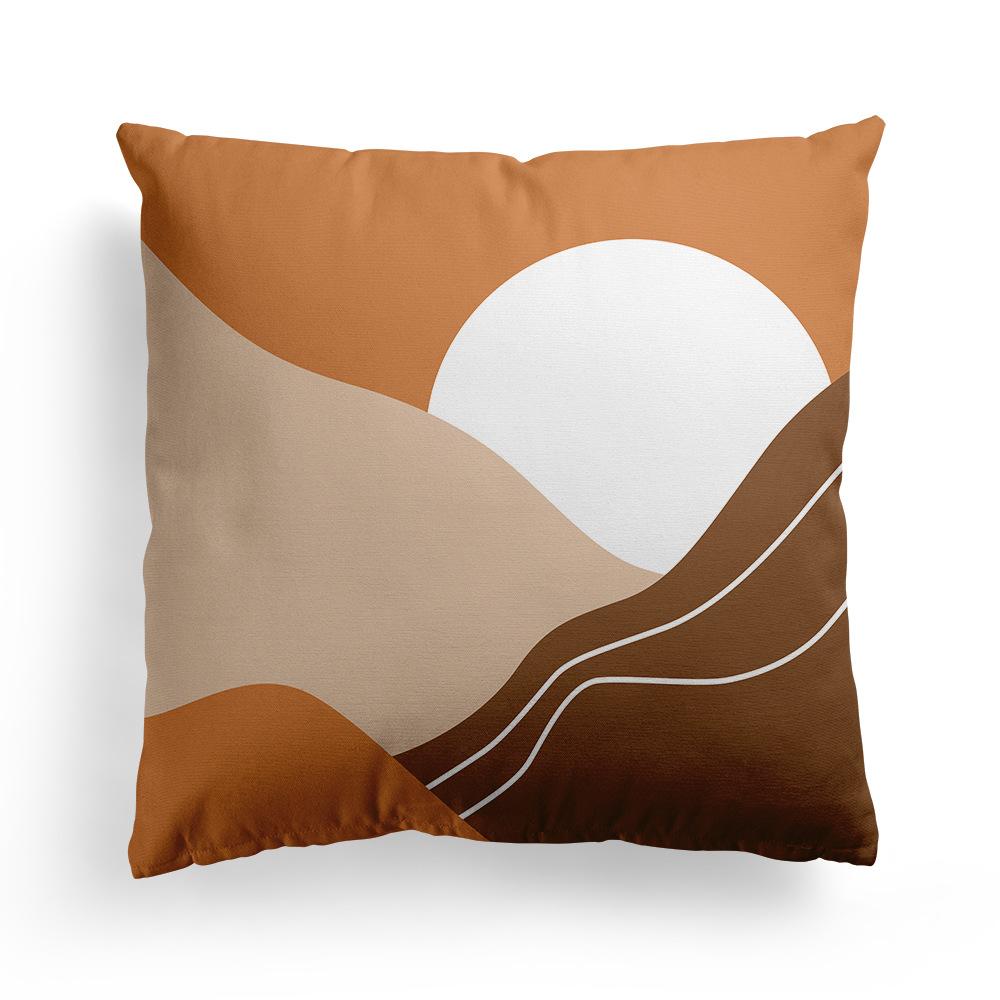 New Nordic Orange Geometric Pillowcase Floral Print Peach Leather Fleece Home Pillow Cushion Cover