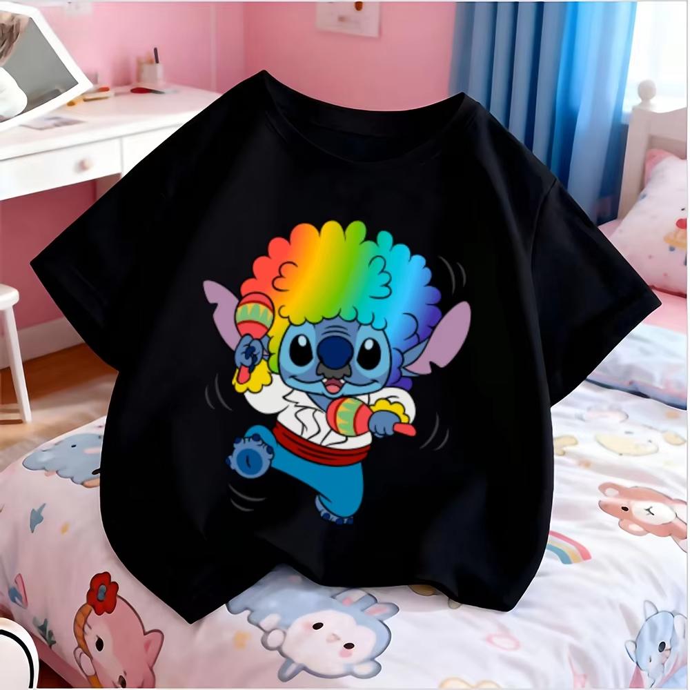 2026 New Stitch Breathable Boys Sports Cute T-shirt Couple Parent-child Clothing Summer Fashion Casual Children's T-shirt