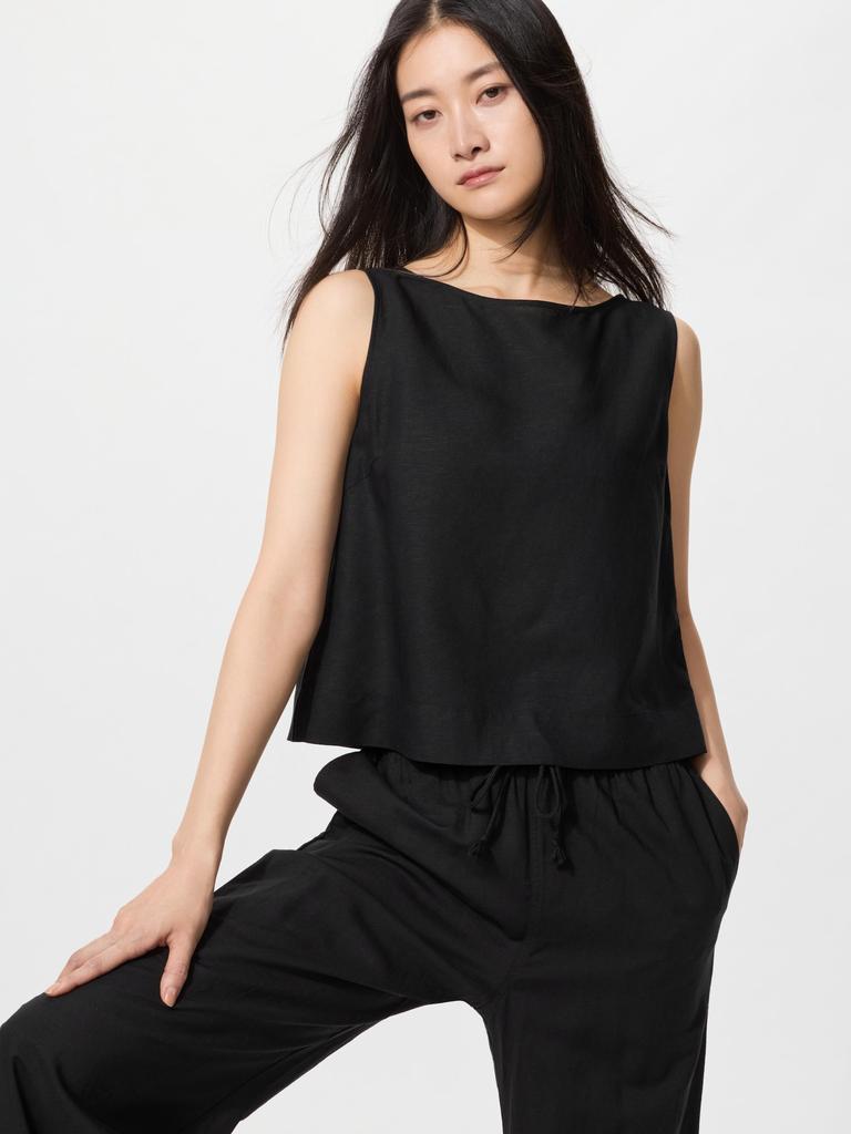 Uniqlo Japan Linen Blend Blouse Sleeveless