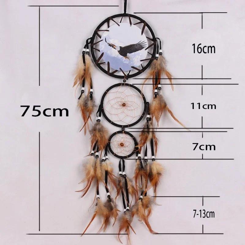 Handmade Dream Catcher Creative Wall Decorations Wolf Pattern Indian Dreamcatcher Retro Feather Ornament Home Room Hanging Decor