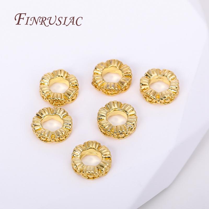 Delicate Lace Pattern Flat Spacer Beads For DIY Bracelet Necklace Making Wholesale 6.2x2mm 18K Gold Plated Brass Spacer Bead