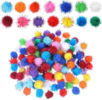 500 Stück Glitzer Pompon Bälle, Sortierte Glitzer Pompons Bälle für Kunsthandwerk Weich und Flauschig Basteln .